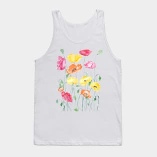 yellow orange and red cosmos flowers watercolor painting Tank Top